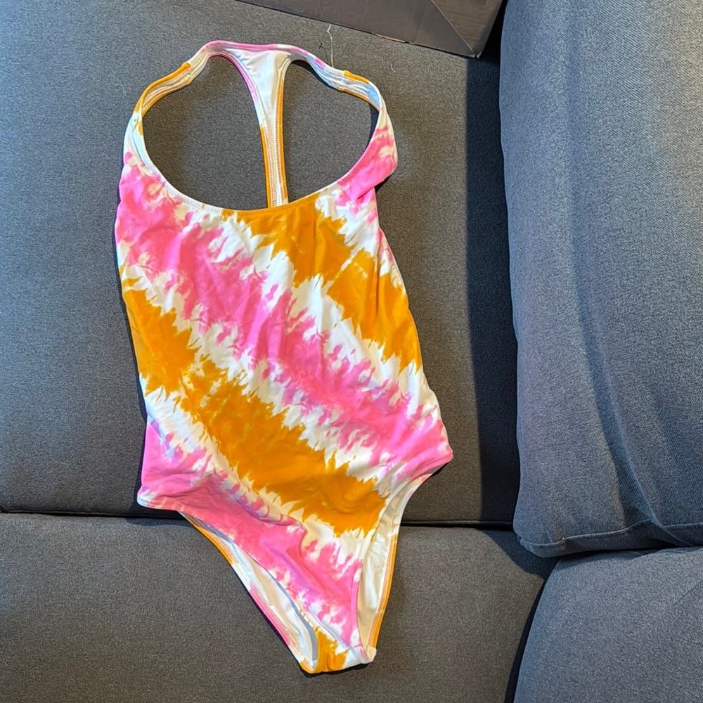 Aerie Pink and Orange Tie-Dye One Piece Swimsuit